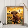 (Stamped/Counted) Hignland Cow Sunflower - 11CT Cross Stitch 40*40cm