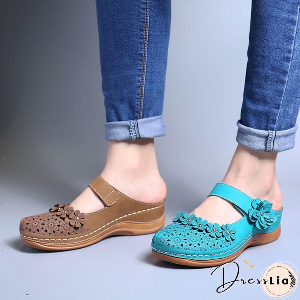 Women Vintage Style Sandals Flats Shoes Summer Casual Shoes Retro Shoes for Women Leather Shoes