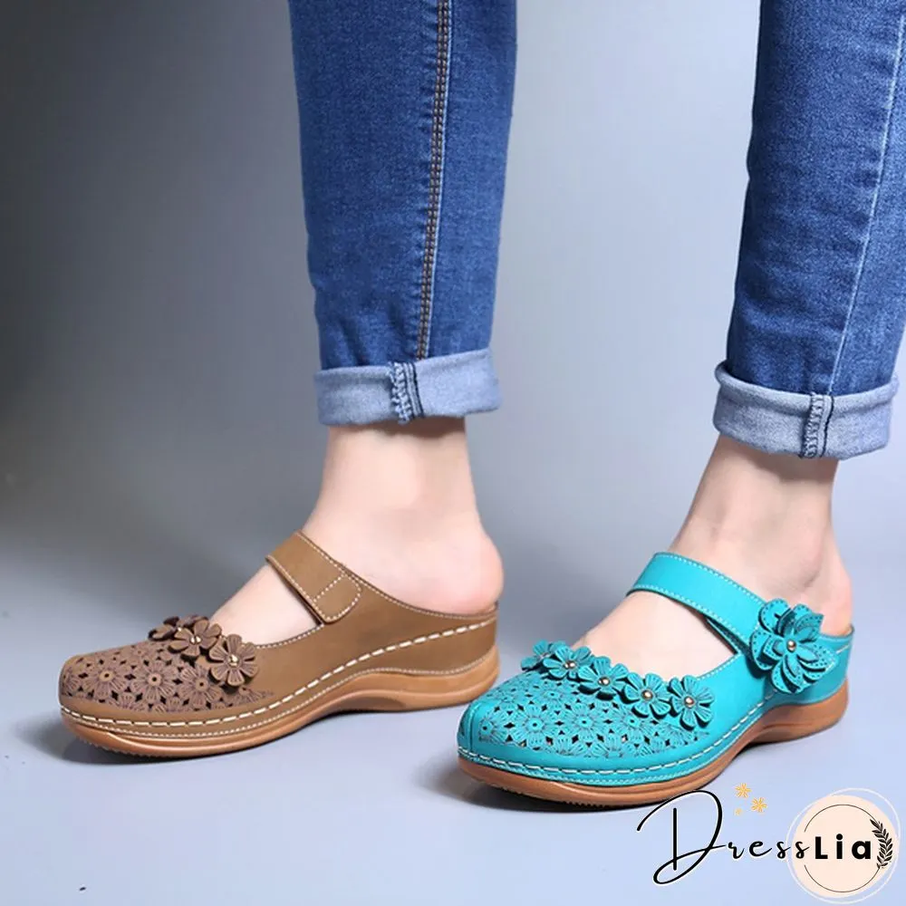 Women Vintage Style Sandals Flats Shoes Summer Casual Shoes Retro Shoes for Women Leather Shoes