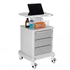 [US Local Warehouse] Medical Cart with 3 Drawers & 4 Wheels & 1 Top Tray Rolling Cart 66 LBS Load Salon Trolley for Hospital Office Bedroom Clinic