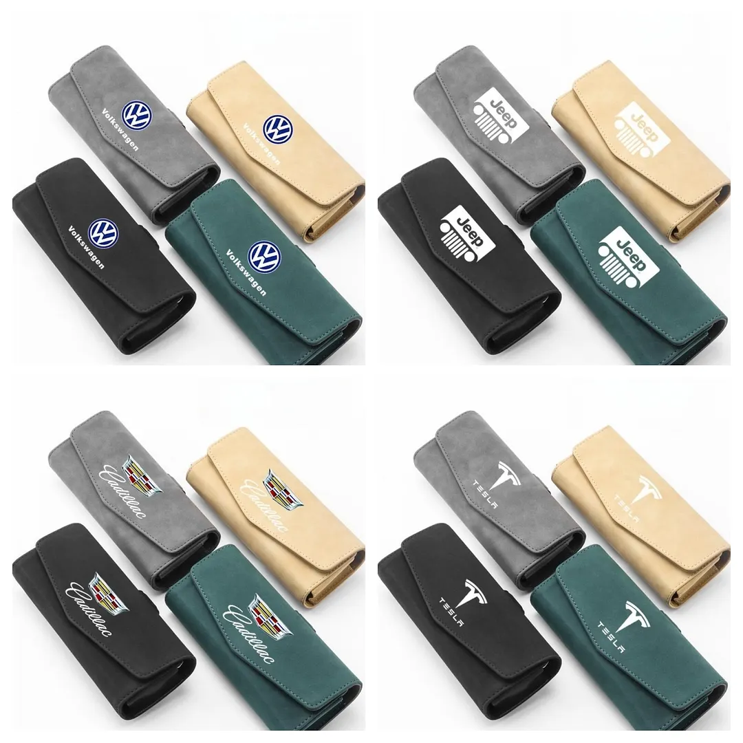 Car sun visor multifunctional suede leather glasses storage box
