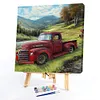 Field Red Car - Paint by Numbers Acrylic Painting 40*40cm