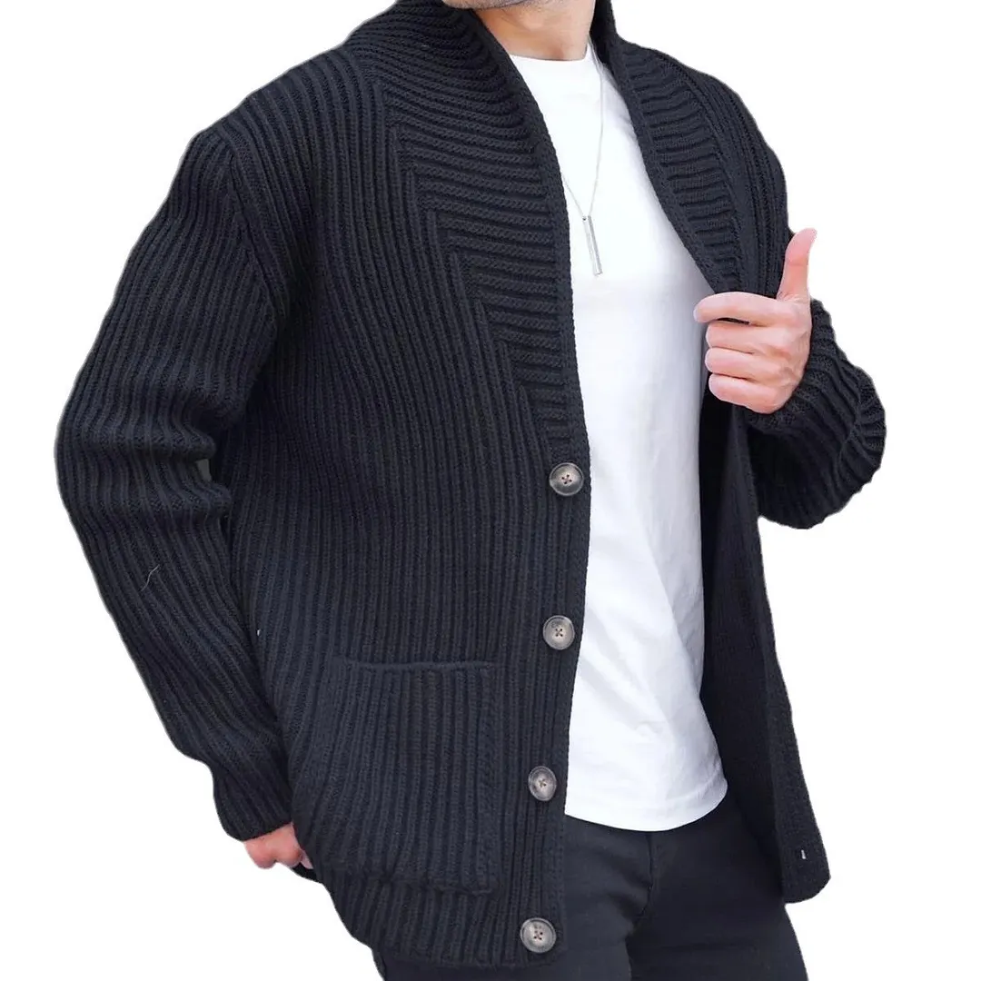 Brownm Brownm Men's New Cardigan Sweater Autumn And Winter Men's Long Sleeve Knit Sweater Men's Coat