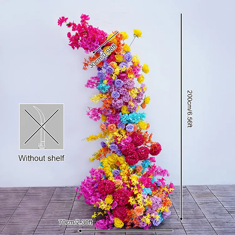 A8698 Colorful Rose Hydrangea Floral Arrangement Decor Horn Arch