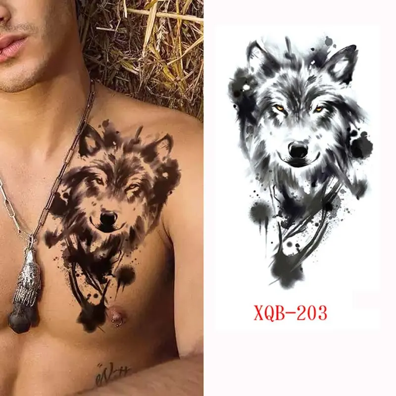 Sdrawing Forest Animal Temporary Tattoos for Men Wolf Tattoo Stickers Tiger Skull Skeleton Fake Tattoo for Women Arm Sleave