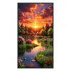 (Big Size)Landscape At Sunset - 11CT Stamped Cross Stitch - 40*70cm - Natural