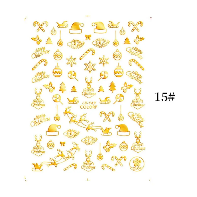 1 Sheet Christmas 5D Nail Stickers Gold And Sliver Snowflakes Transfer Nail Decals Slider Decoration For Manicuries