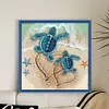 (Stamped/Counted) Beach Turtle - 11CT Cross Stitch 40*40cm/15.75*15.75in
