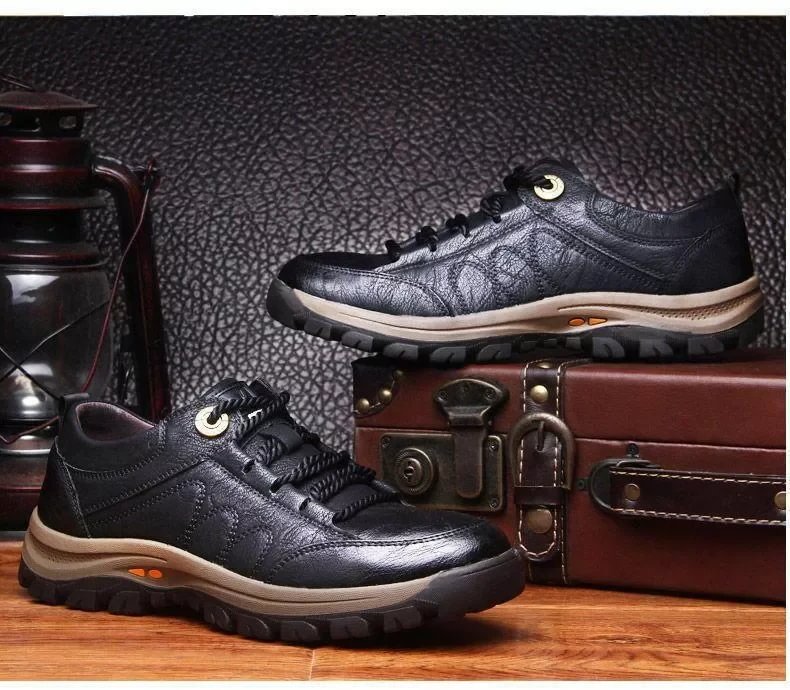  Men's Casual Hand Stitching Leather Arch Support Shoes