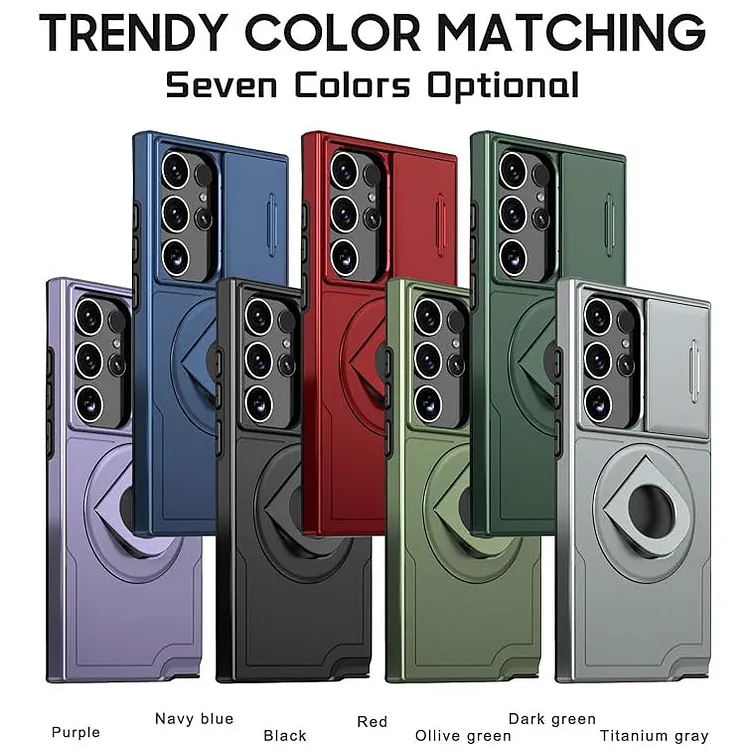 New Hidden Sliding Window Magnetic Ring Holder Mobile Phone Case