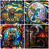 Animal Glass Painting - 11CT Stamped Cross Stitch 40*40cm/15.75*15.75in