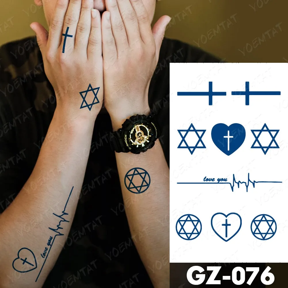 Juice Lasting Waterproof Temporary Tattoo Sticker Rose Butterfly Moon Sun Diamond Heartbeat Wave Flash Fake Tattoos Ink Body Art
