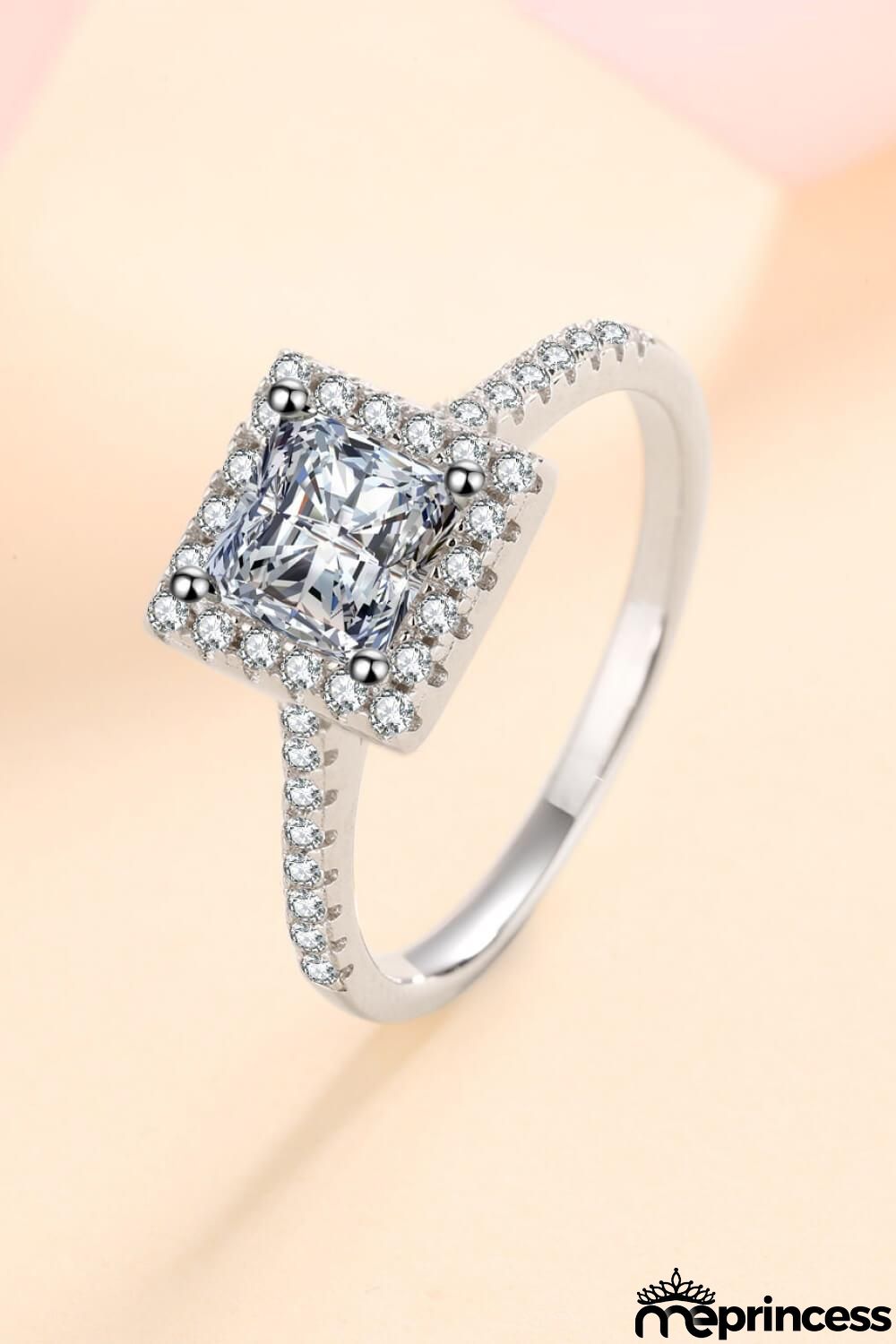 Sterling Silver Square Moissanite Ring