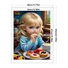 Blonde Little Girl Eating Breakfast-11CT Stamped Cross Stitch 40*55cm/15.75*21.65in
