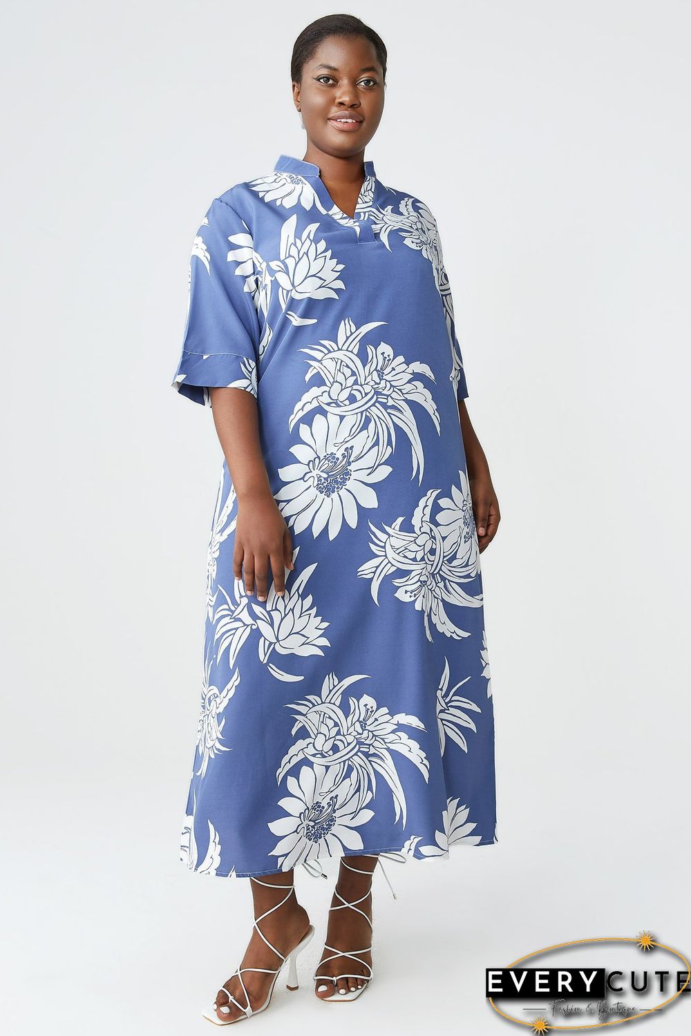 Floral-print Notch Dress P11998