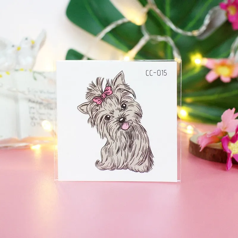 Cartoon Cat and Dog Face Stickers Tattoo Stickers Waterproof Girl/Child Cute Makeup Stickers Small Tattoo Pet Temporary Tattoos