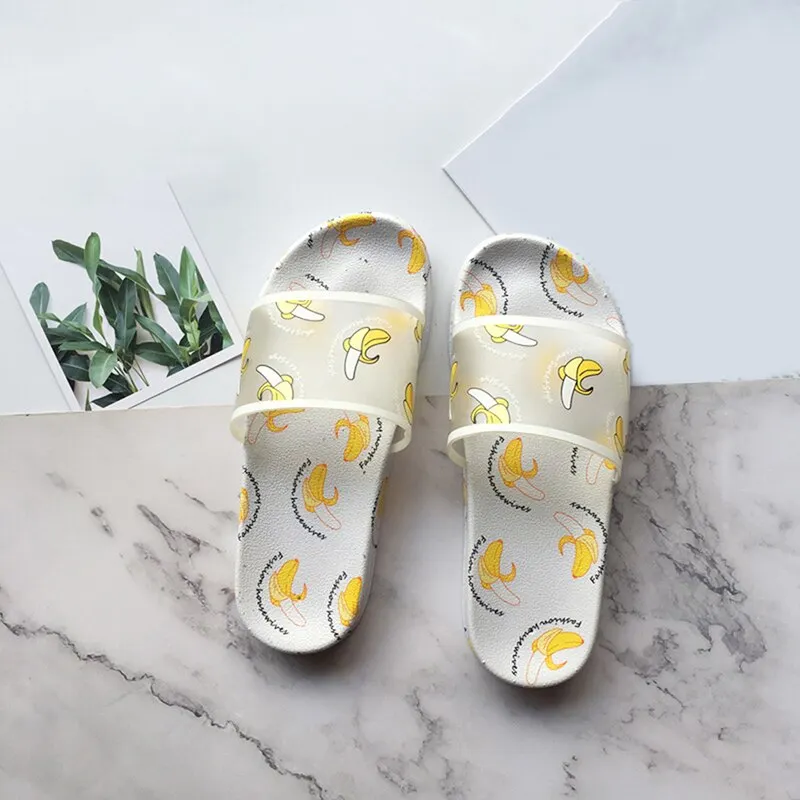 Cartoon Fruit Slippers Slides Sandals Cute Jelly Color Transparent Open Toe Flip Flops Summer Slide Sandals Outdoor Beach