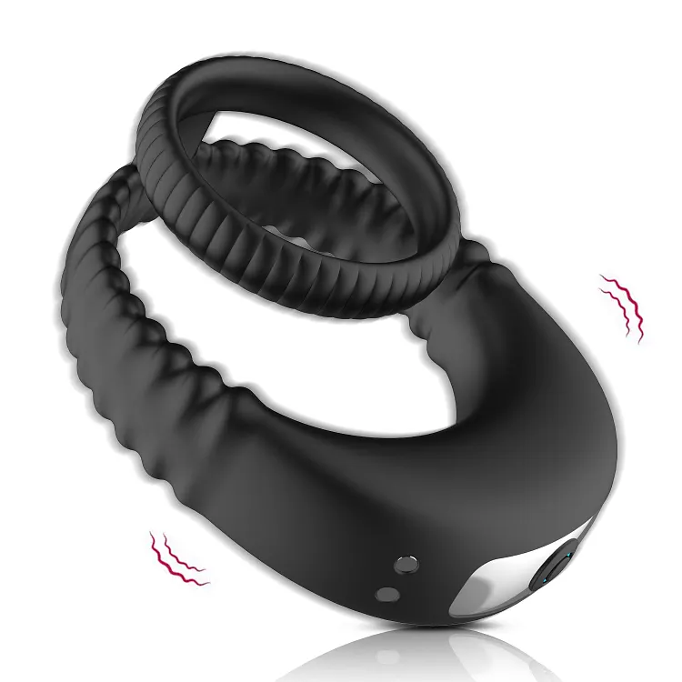 Men's Lock Precision Double Penis Ring Usb Charging Vibration