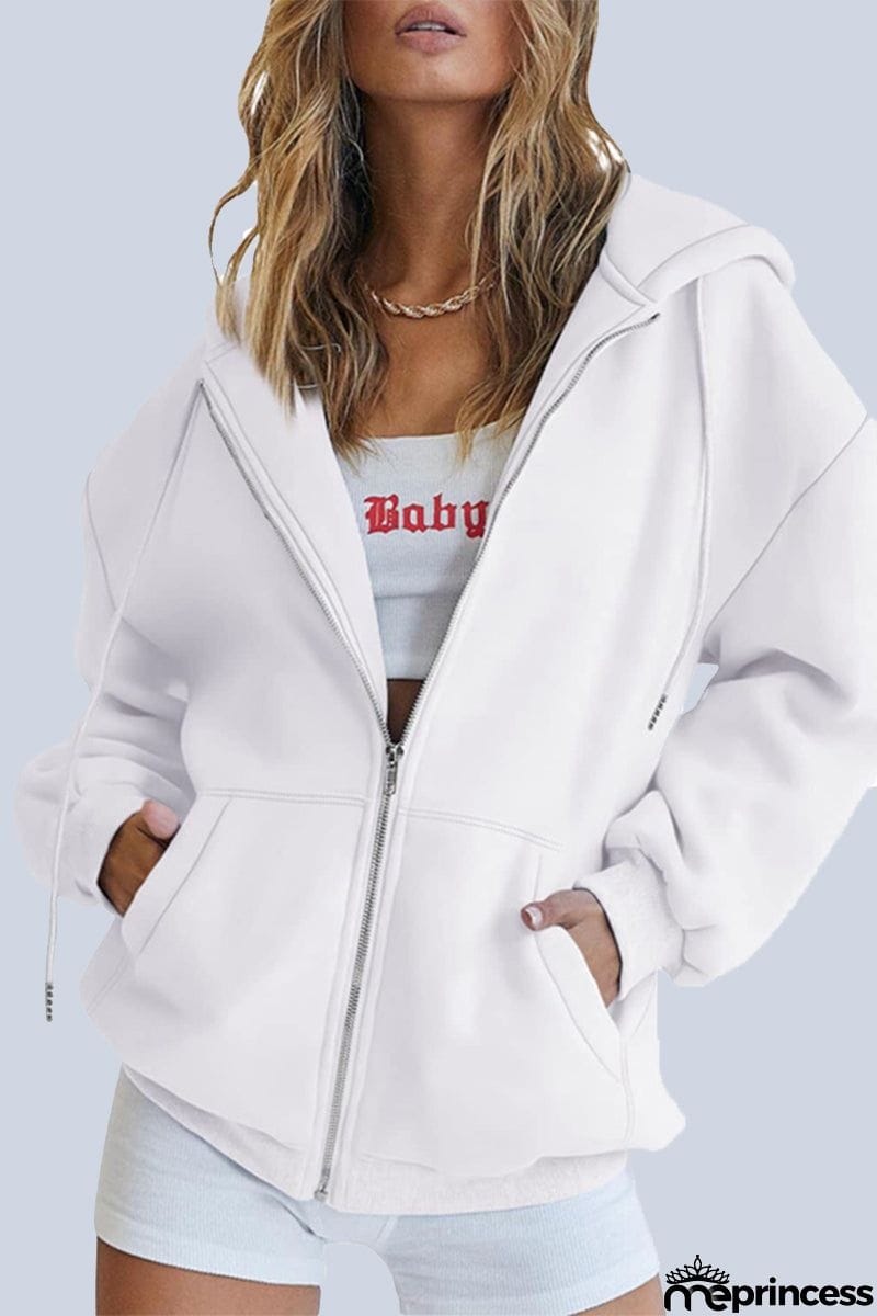 Casual Sportswear Solid Pocket Hooded Collar Outerwear