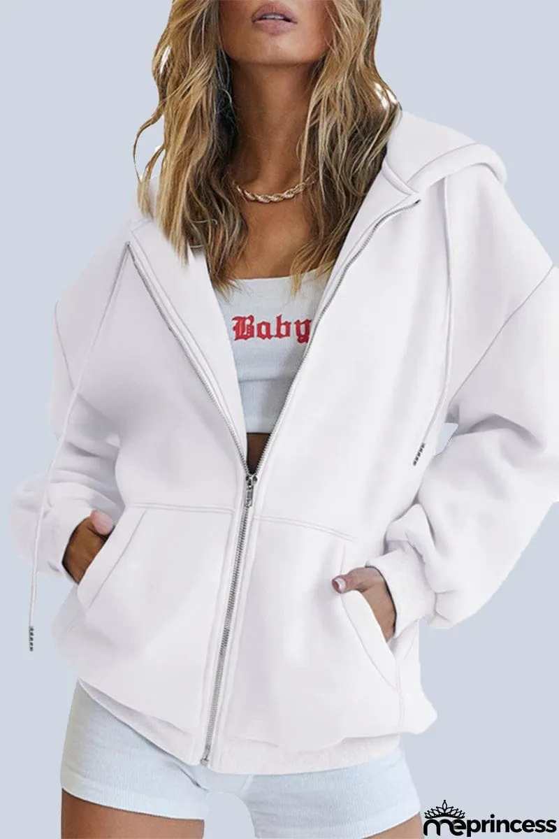 Casual Sportswear Solid Pocket Hooded Collar Outerwear