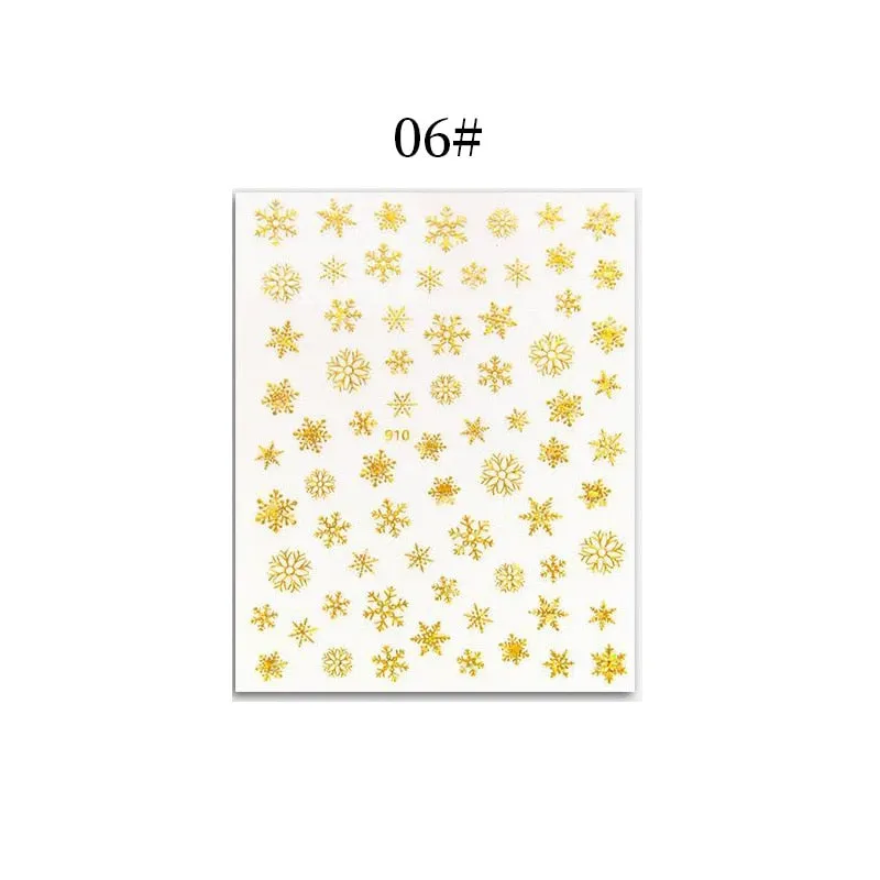 1 Sheet Christmas 5D Nail Stickers Gold And Sliver Snowflakes Transfer Nail Decals Slider Decoration For Manicuries