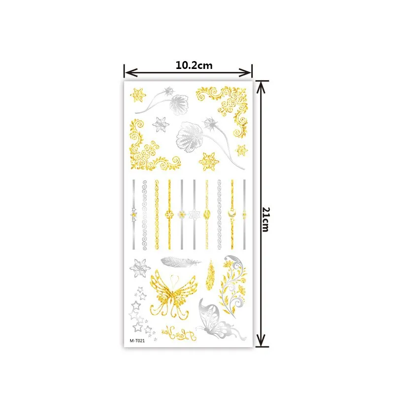 Creative personality exquisite fashion waterproof sweat gold and silver tattoo stickers bronzing and silver tattoo stickers