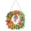 5D DIY Special Shaped Diamond Painting Christmas Hanging Wreath With Lamp String Kit