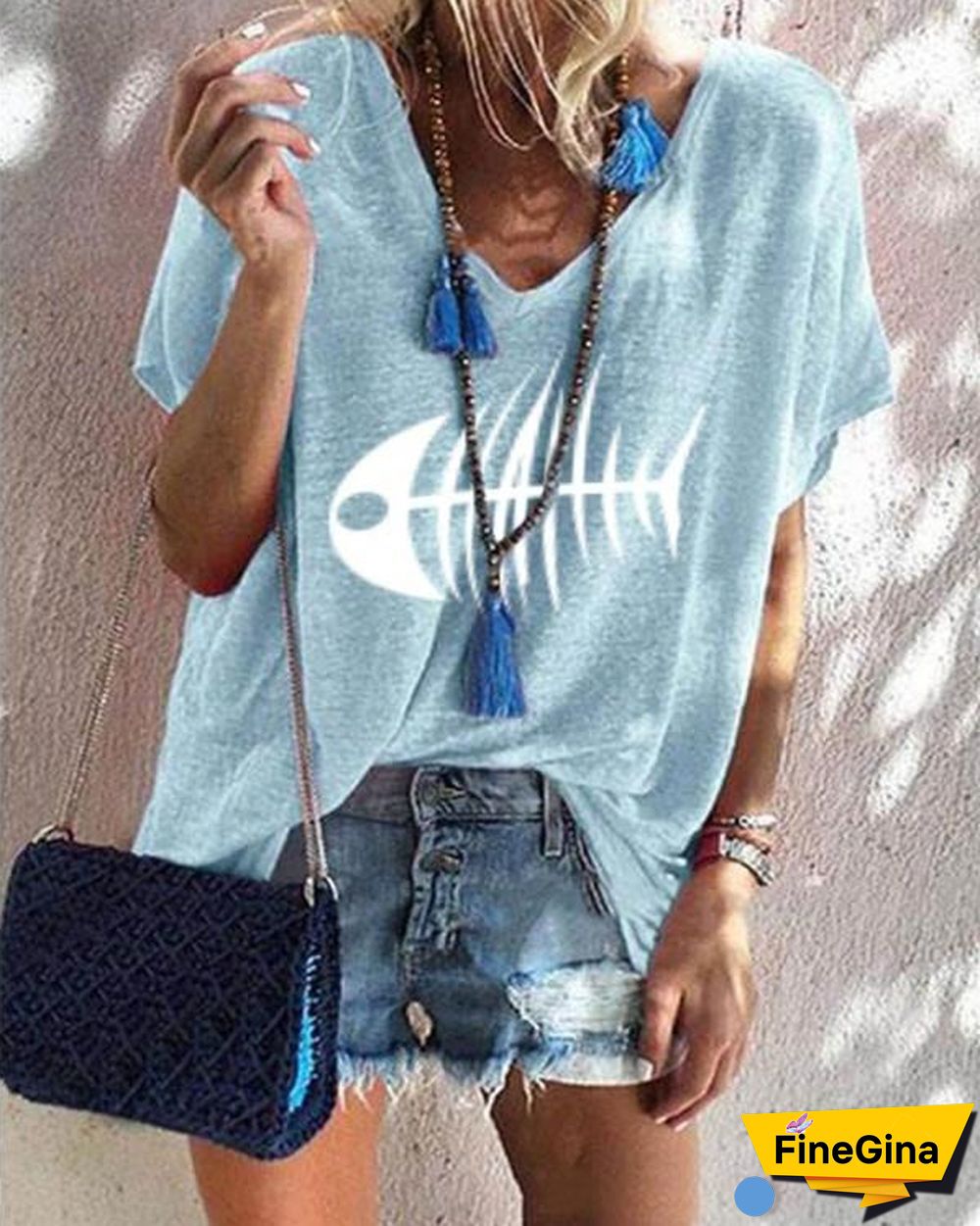 Fashion Plus Size Women Printed Holiday Daily Blouse
