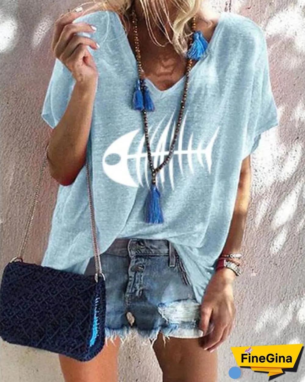 Fashion Plus Size Women Printed Holiday Daily Blouse