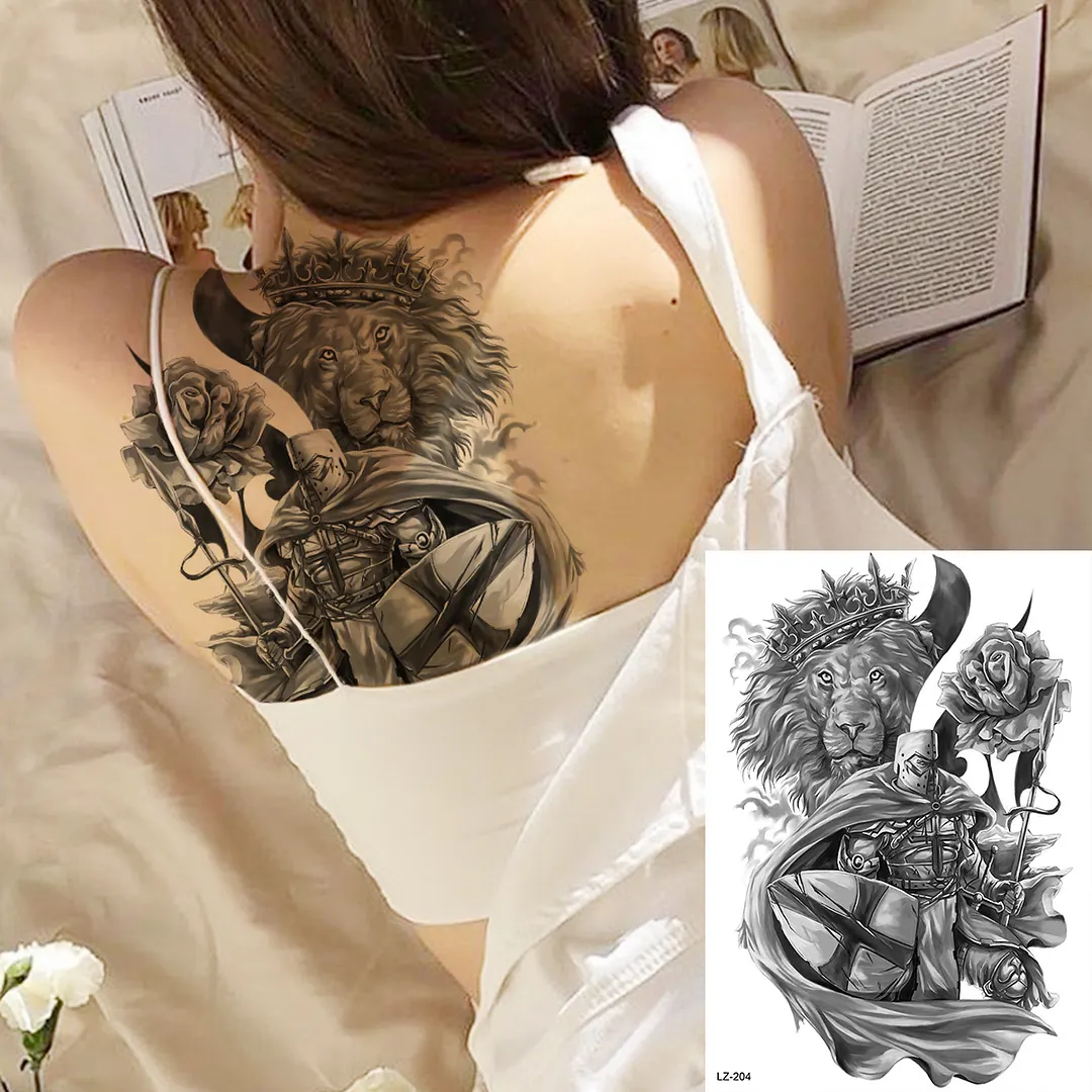 Sdrawing Large Anchor Back Octopus Pirate Skeleton Halloween Temporary Tattoos For Men Adult Compass Wings Fake Tattoo Stickers