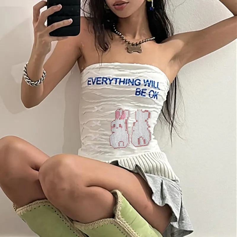 Churchf Churchf Spring And Summer Texture Feeling Wipe Chest Tong Qu Print Slim Bottom A Word Collar Vest Female New Top Female