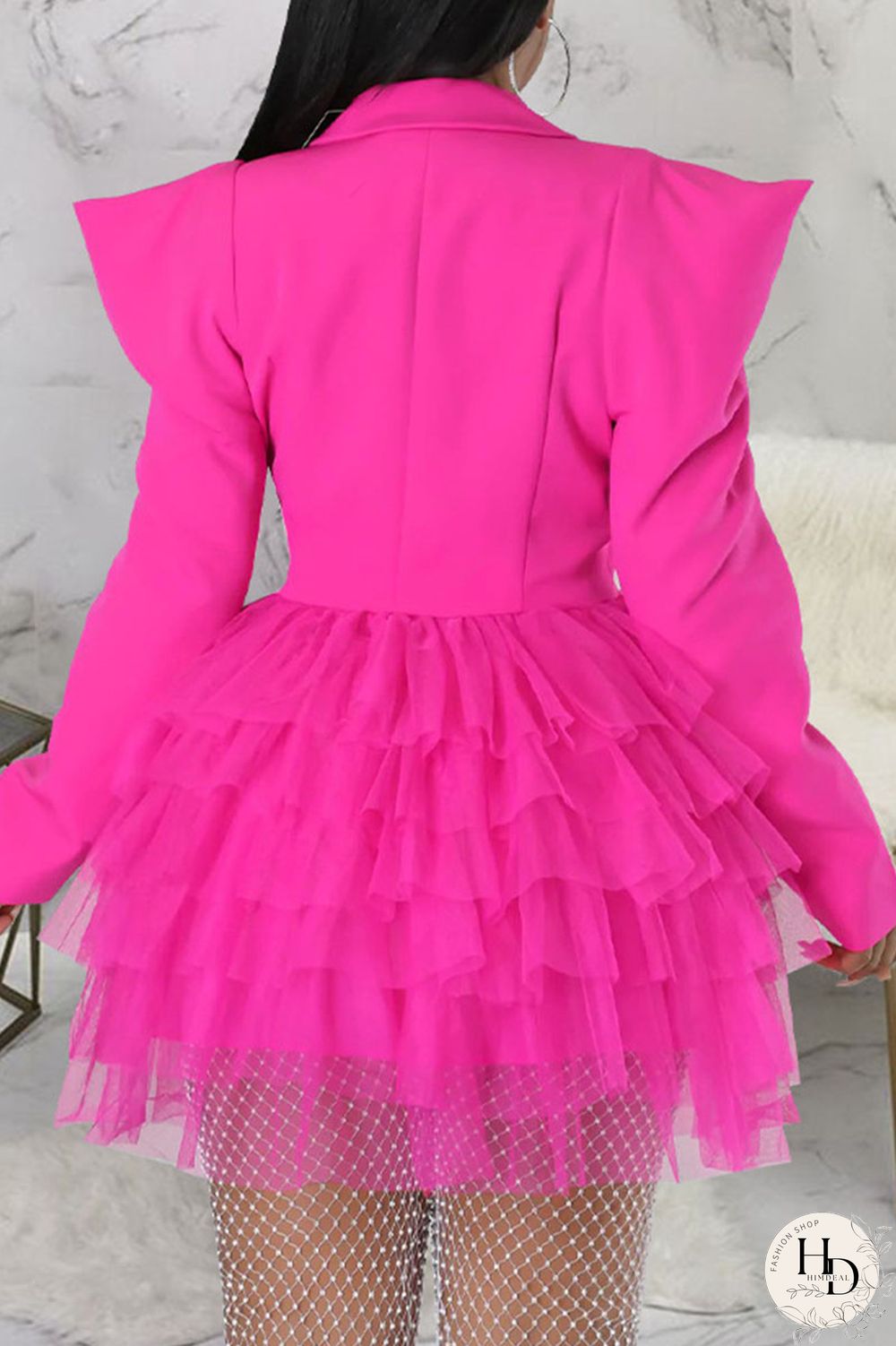 Colorful Blue Casual Street Solid Patchwork Turn-back Collar A Line Dresses