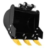 [US Local Warehouse] 400mm Bucket Metal Trenching Digger for Most 0.8-1.8 Ton Small Diggers Mini Excavator Digging Bucket Attachment 0.98in Hole 3.46in Center Wheelbase Mini Excavator Attachment w/ Metal Teeth