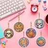6PCS Diamond Painting Double Sided  Skull Glass Pumpkin Halloween Keychains Kit
