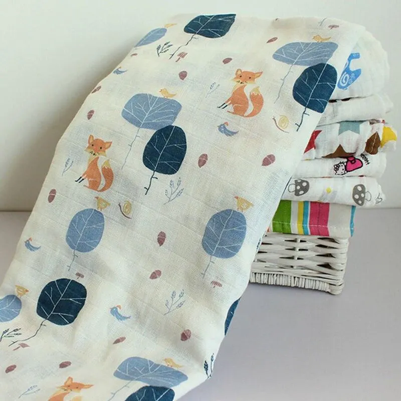 New Cute Nursery Infant Baby Swaddling Blanket Newborn Infant Cotton Swaddle Towel Soft Baby Printed Blanket 120*120cm