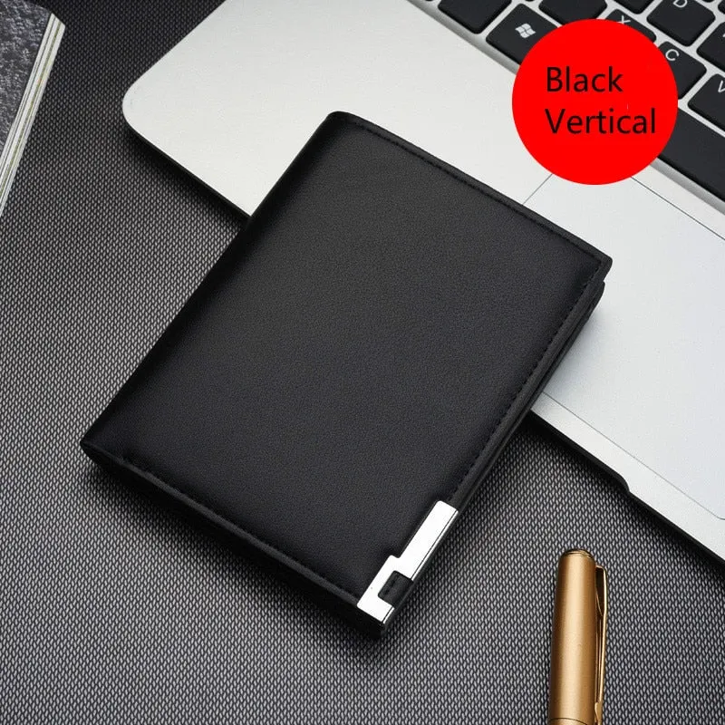 Retro Men's Wallet Business ID Card Holders Purse Small Leather Card Wallets Short Bifold Wallet for Men Slim Purses Male Wallet