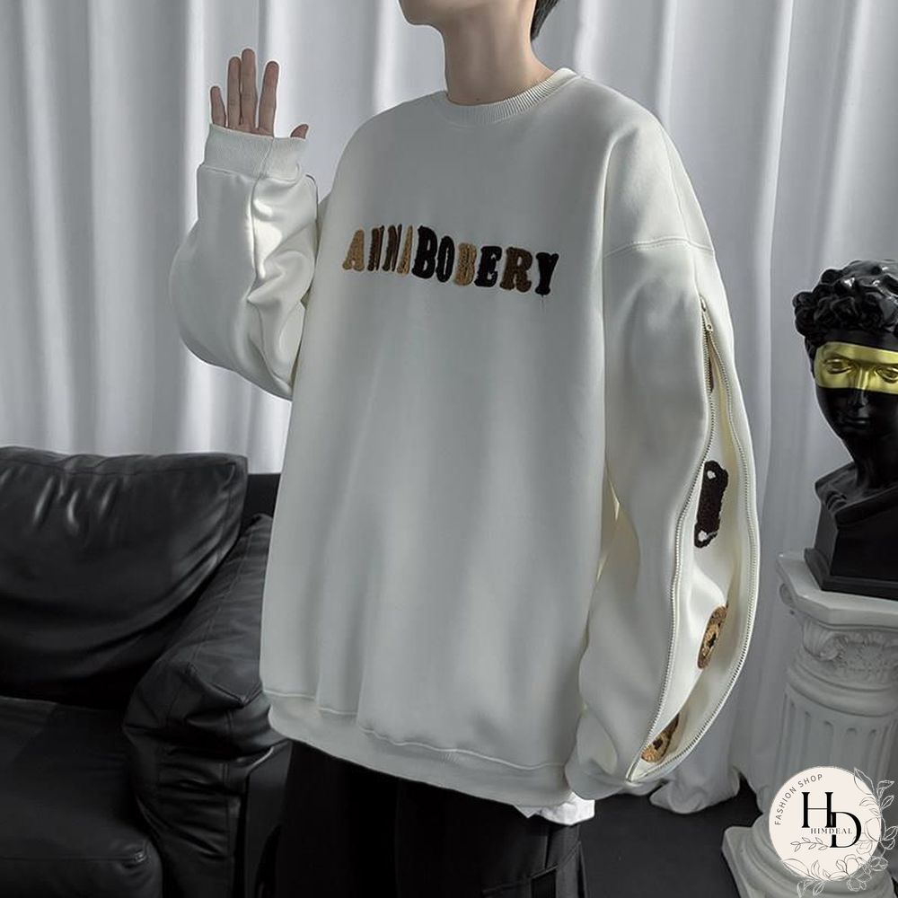 Oversized Sweatshirts Vintage Womens Spring Autumn Hoodies Clothes Couple Loose Casual Embroidery Bear Long Sleeve Pullover Tops