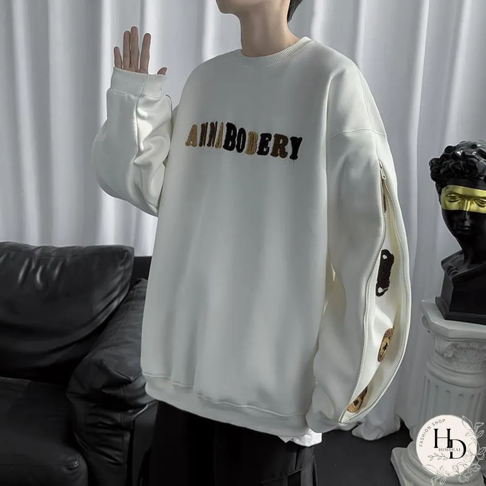 Oversized Sweatshirts Vintage Womens Spring Autumn Hoodies Clothes Couple Loose Casual Embroidery Bear Long Sleeve Pullover Tops