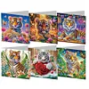 (US Local)6PCS Tiger DIY Diamond Art Greeting Cards Congratulations Cards & Gifts