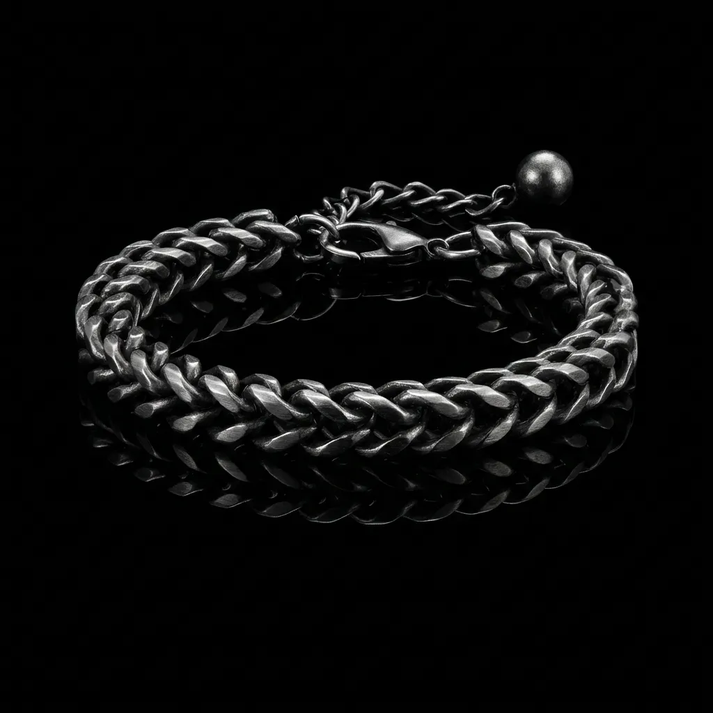 JiStones Caesar Cuban Link Bracelet in Distressed Stainless Steel