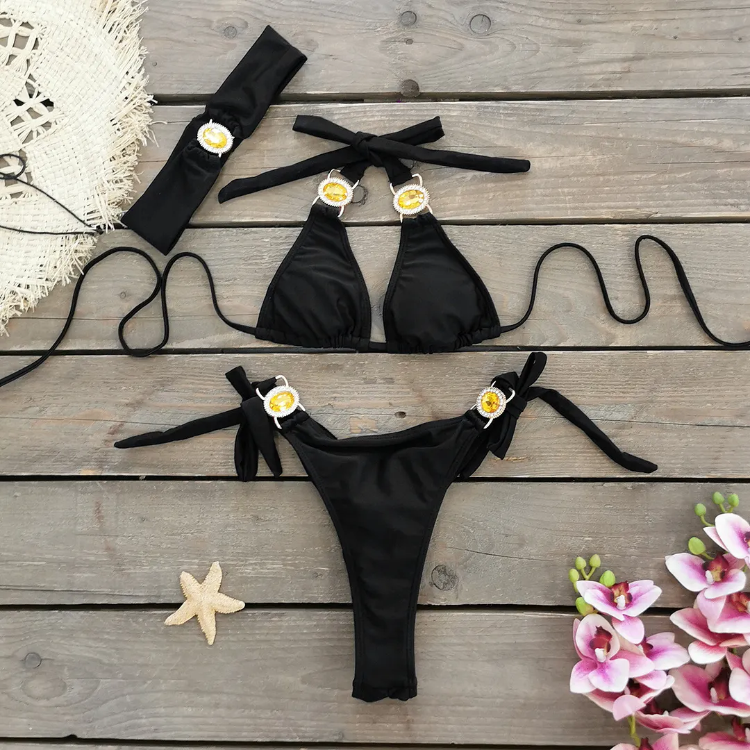 Brownm Three-Point Strap Bikini Split Swimsuit Woman 2025 New Multi-Color Bikini Export