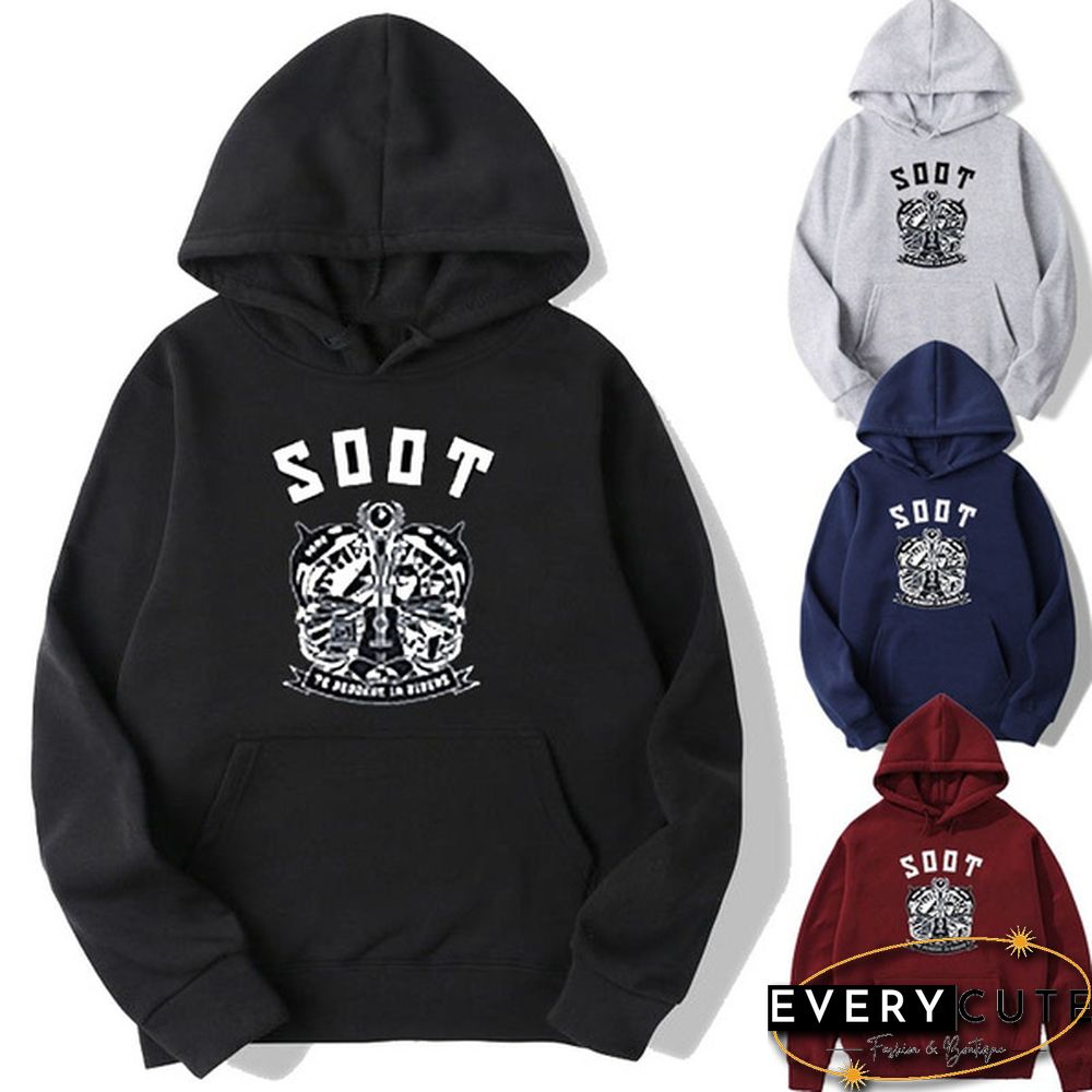 Wilbur Soot Unisex Printed Casual Hooded Street Style College Student Round Neck Long Sleeve Sweater