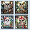 (US Local)4pack Xmas Owl-Special Shaped Diamond Painting Kit(30x30cm)