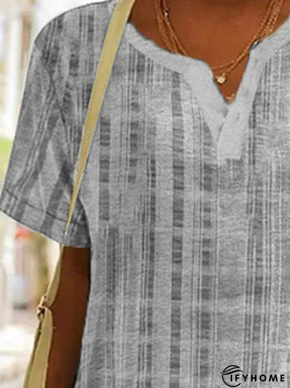 V Neck Loosen Casual Short Sleeve Top | IFYHOME