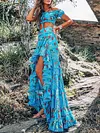 Irregular Clipping Floral Printed Suits