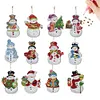 (US Local)12pcs Christmas Snowman Diamond Painting Keychains Kit DIY Diamond Art Charms
