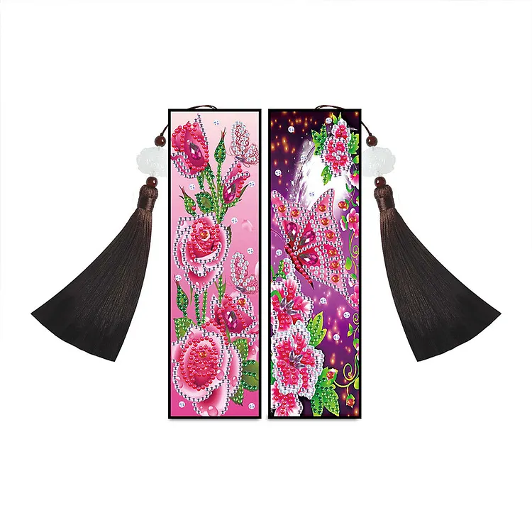【Bookmark】2pcs DIY Diamond Painting Leather Bookmark Special Shape Drill Tassel Craft gbfke