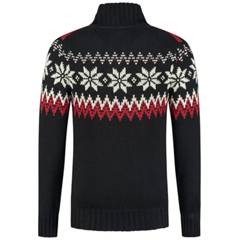Vintage Warmth Myking Knit Jacquard Icelandic Half Zip Collar Sweater（Unisex ）