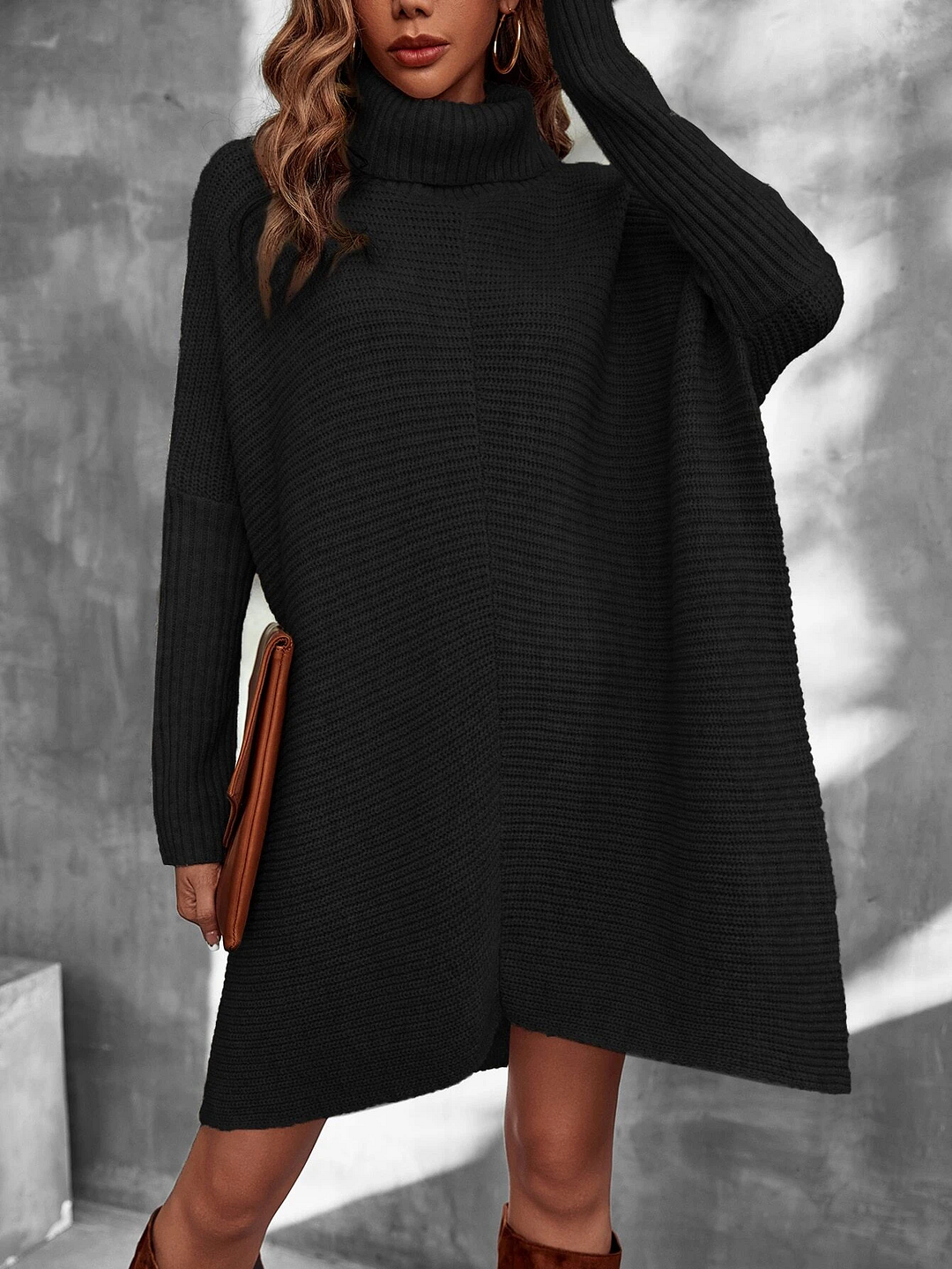 Turtleneck Batwing Sleeve Jumper Dress