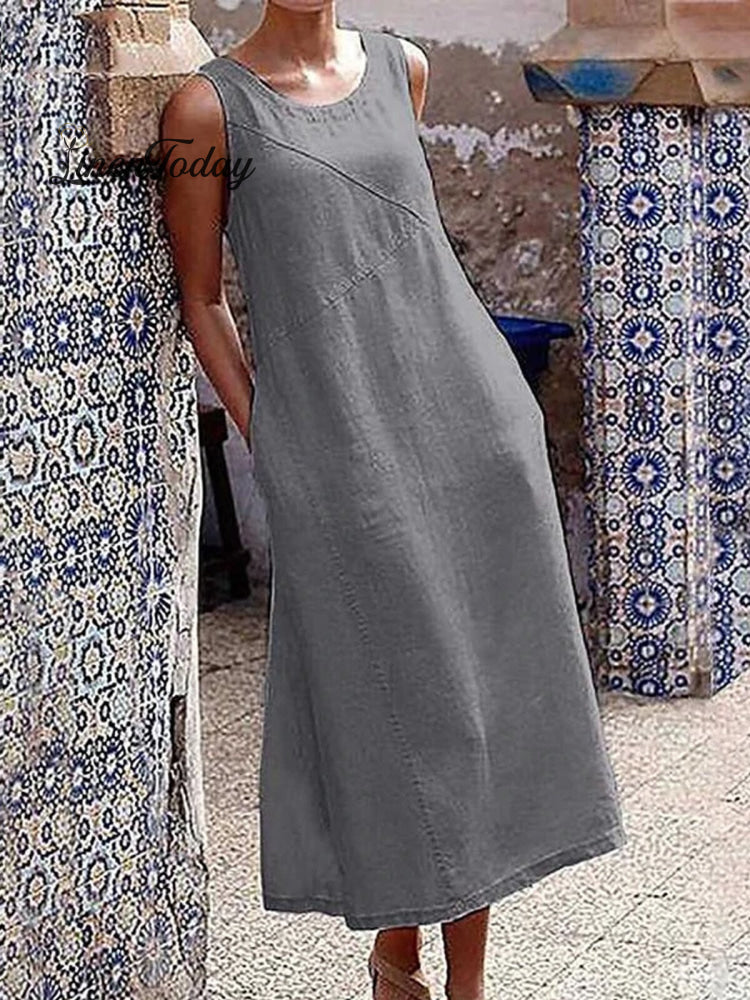 Women&rsquo;s Pure Color Elegant Dress Grey / S